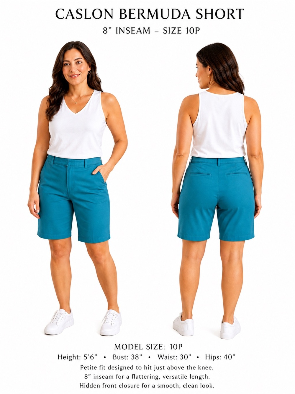 Caslon Turquoise Bermuda Shorts Size 10P Petite EUC Mid Rise Summer Casual